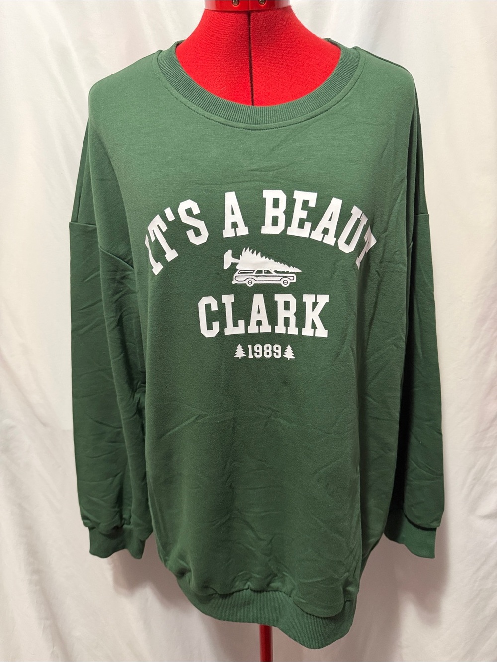 Clark Forest Green Crewneck Sweatshirt with White Graphic